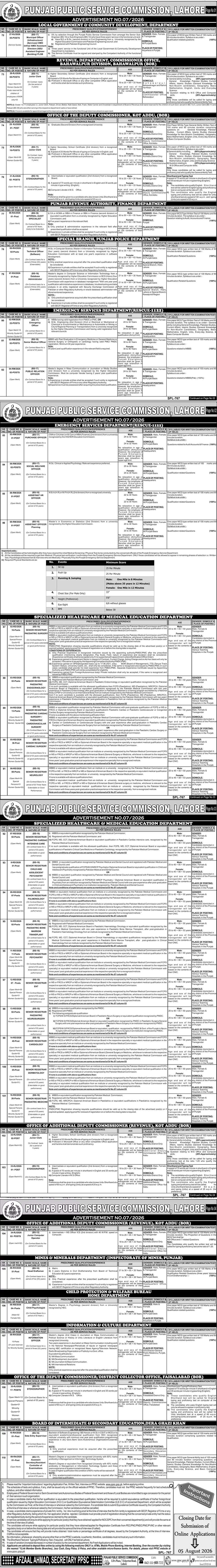 PPSC Advertisement No. 07/2026: Latest Punjab Govt Jobs & Online Application Guide advertisement
