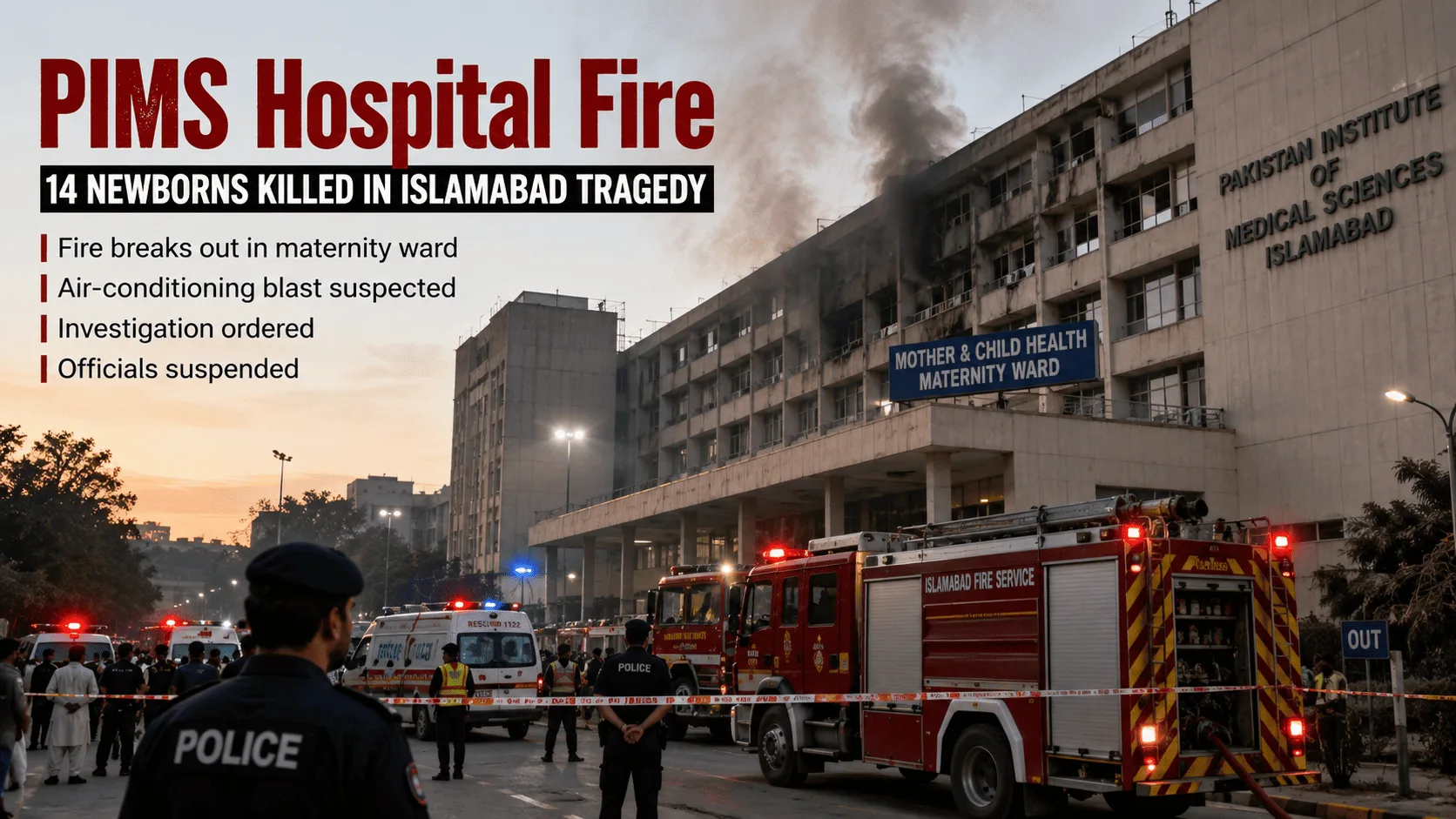 PIMS Hospital Fire Kills 14 Newborns in Islamabad, Investigation Ordered
